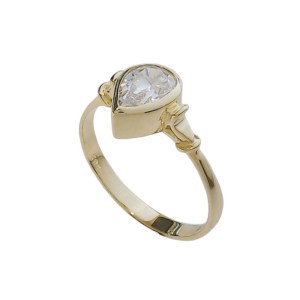 Γυναικείο δαχτυλίδι σε κίτρινο χρυσό Κ14 με λευκό ζιργκόν